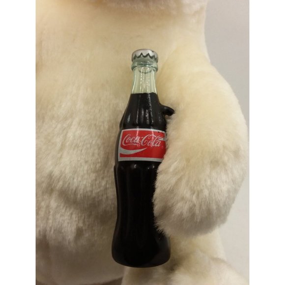 Coca-Cola Brand Plush Polar Bear Holding Coke Bottle 1993 Vintage 8" - Picture 2 of 10